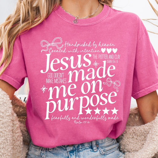 Jesus made me on purpose screen print transfer