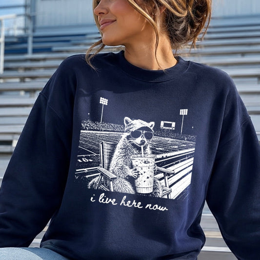 football raccoon I live here now screen print transfer•