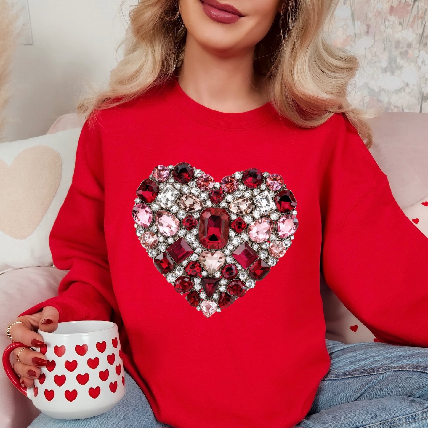 faux jewel heart clear film screen print