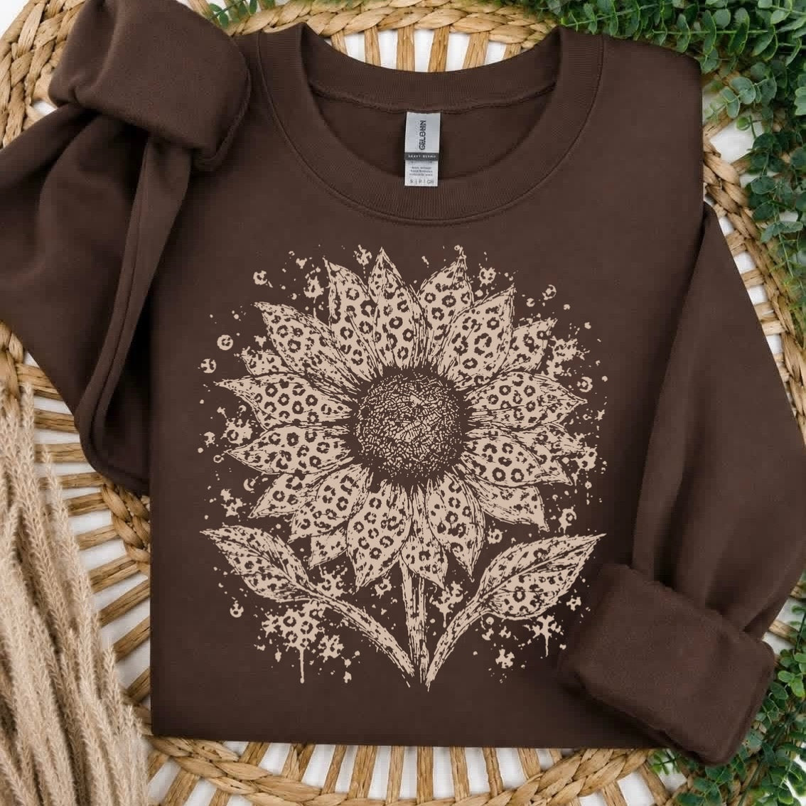 leopard sunflower screen print transfer