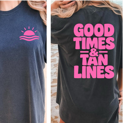 good times & tan lines screen print transfer