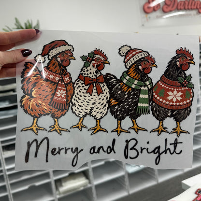 christmas roosters clear film screen print