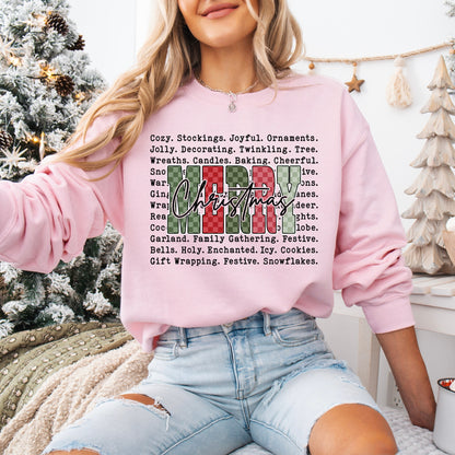 Merry Christmas word art clear film screen print