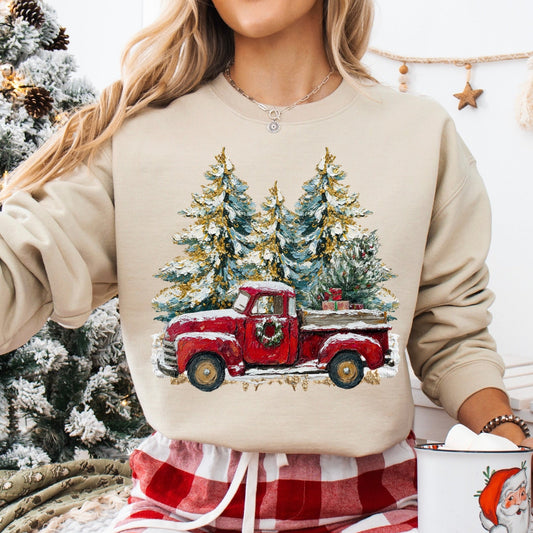 hand painted christmas truck DTF 300°