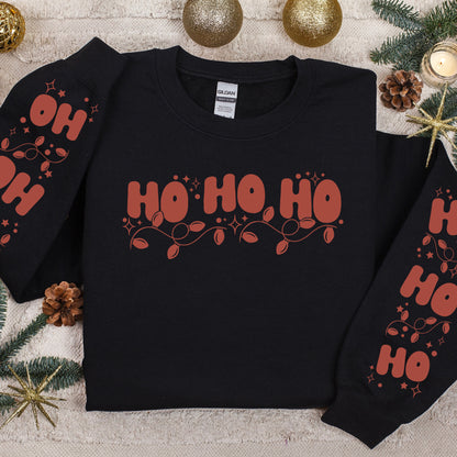 ho ho ho sleeve + front screen print transfer