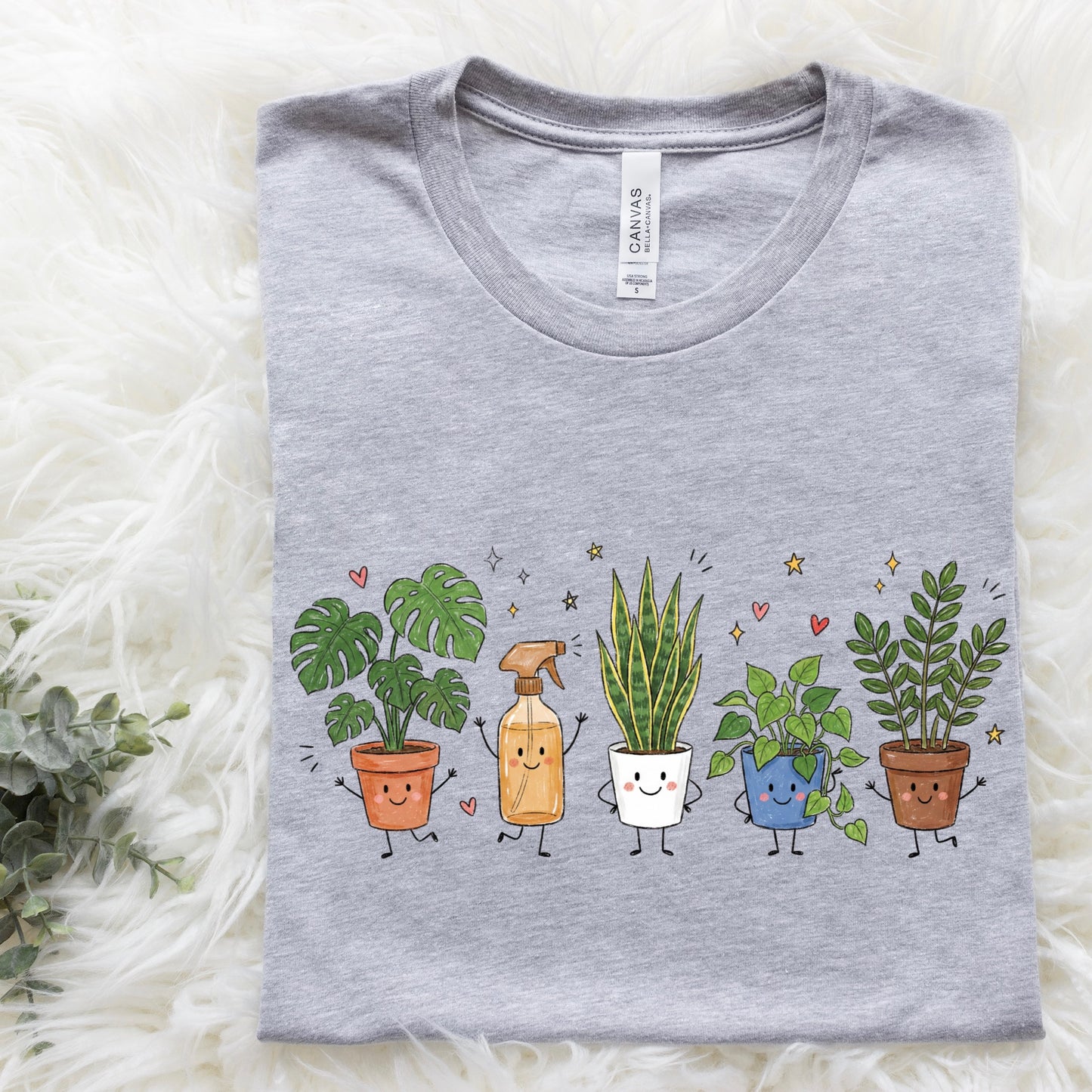 plants happy doodles clear film screen print