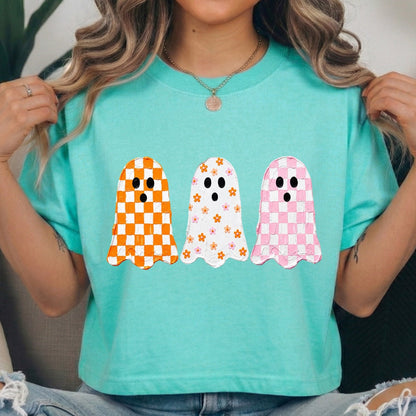 pink & orange ghost trio clear film screen print