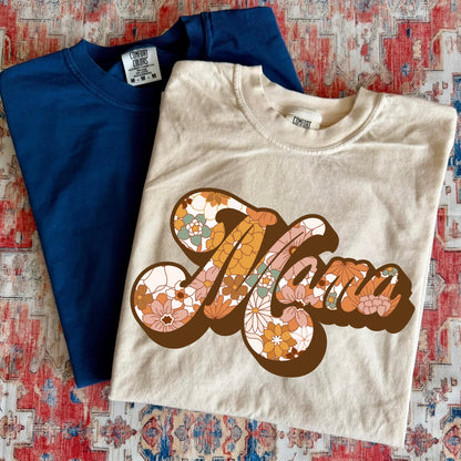 floral retro mama clear film screen print