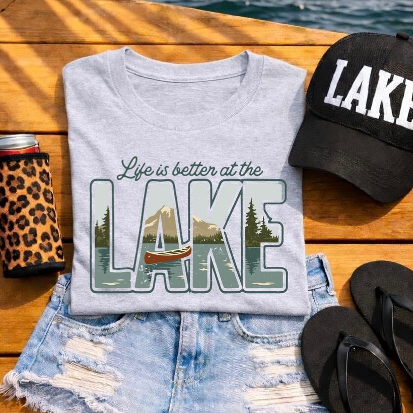 life is better at the lake clear film screen print