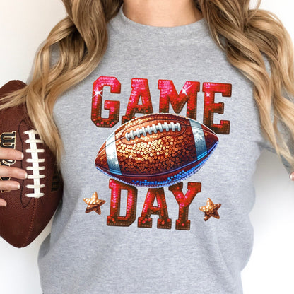 Game Day faux sequins red + gold clear film transfer