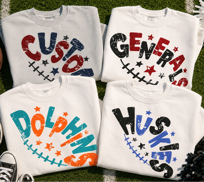 semi-custom mascot fun football - 2 colors (design set up only)
