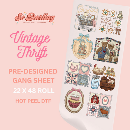 pre-designed VINTAGE THRIFT dtf gang sheet - 1-2 business day tat