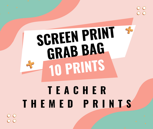 TEACHER Screen print transfer grab bag - 10 transfers d t f + screen prints