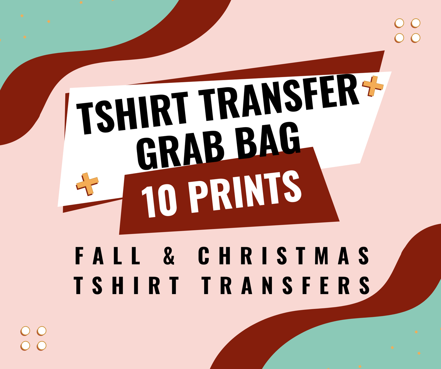 FALL & CHRISTMAS THEME Screen print transfers grab bags - 10 prints full color & single color transfers