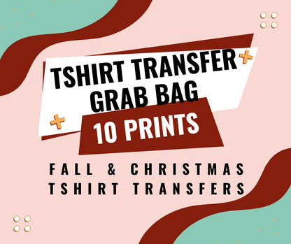 FALL & CHRISTMAS THEME Screen print transfers grab bags - 10 prints full color & single color transfers