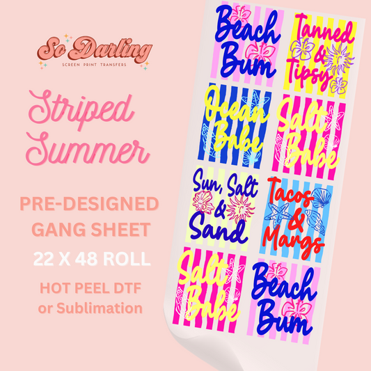 PRE-DESIGNED Striped Summer gang sheet - DTF or Sublimation
