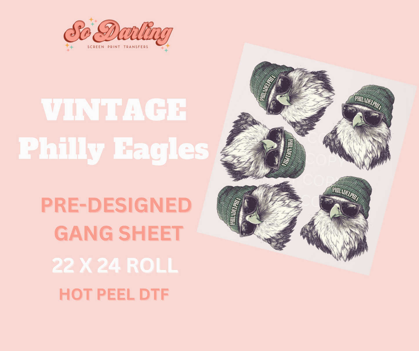 pre-designed VINTAGE EAGLES dtf gang sheet - 1-2 business day TAT