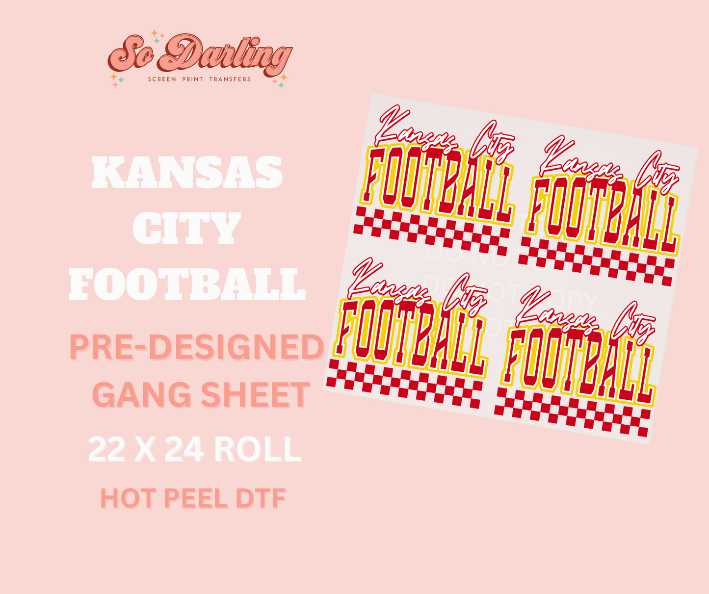 pre-designed RETRO KC FOOTBALL dtf gang sheet - 1-2 business day TAT