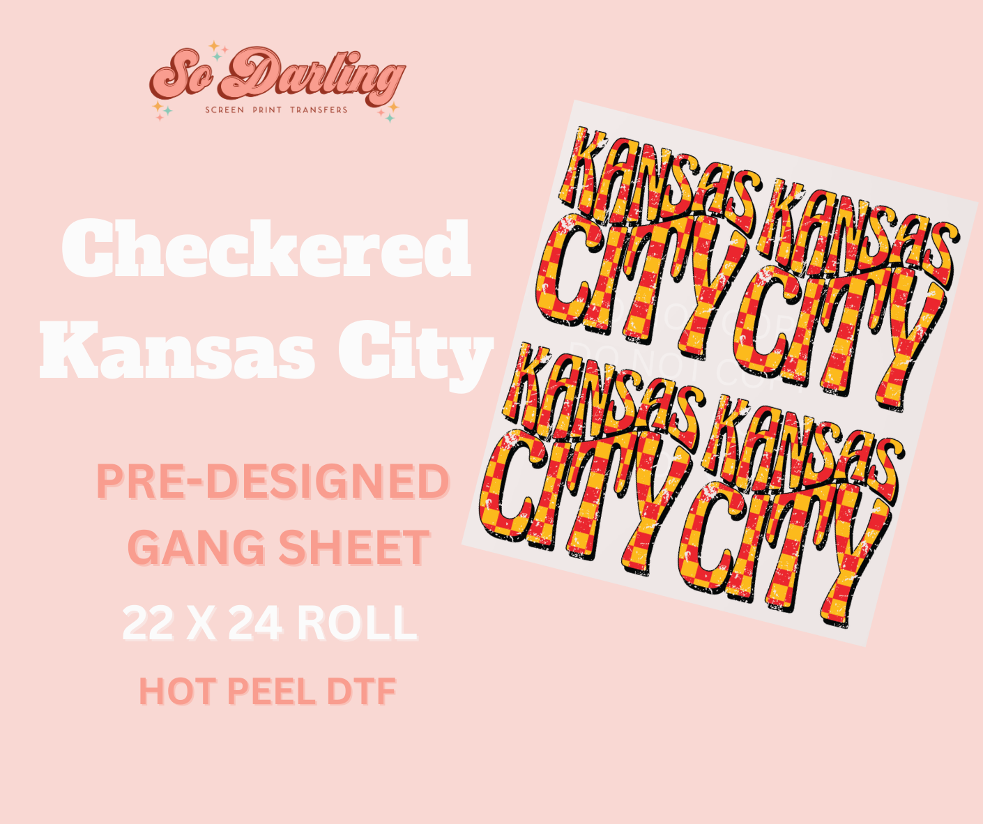 pre-designed CHECKERED KANSAS CITY dtf gang sheet - 1-2 business day TAT