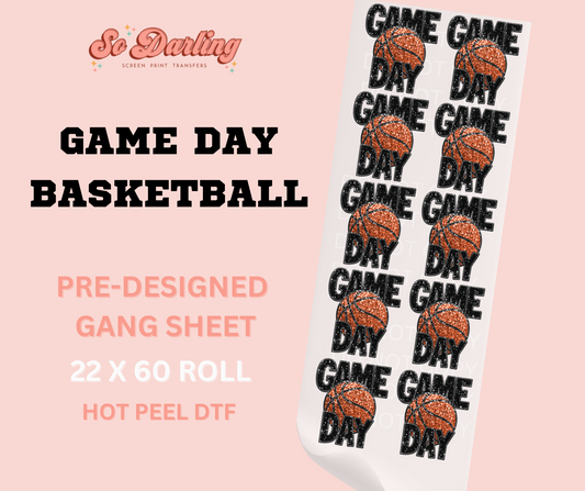 pre-designed BASKETBALL GAME DAY dtf gang sheet - 1-2 business day TAT