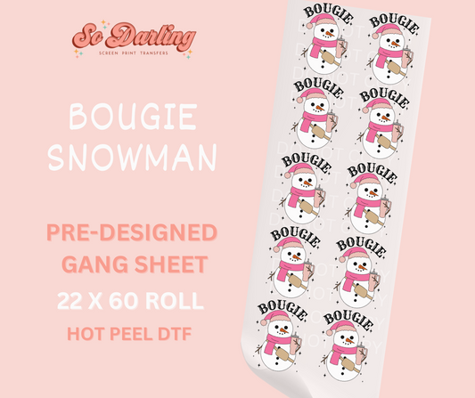 pre-designed BOUGIE SNOWMAN dtf gang sheet - 1-2 business day TAT
