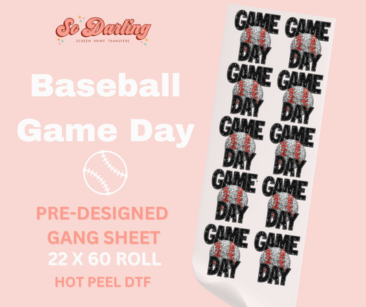 pre-designed BASEBALL GAME DAY dtf gang sheet - 1-2 business day TAT
