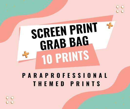 PARAPROFESSIONAL THEMED Screen print/D T F transfers grab bags - 10 prints - PARA PRINTS