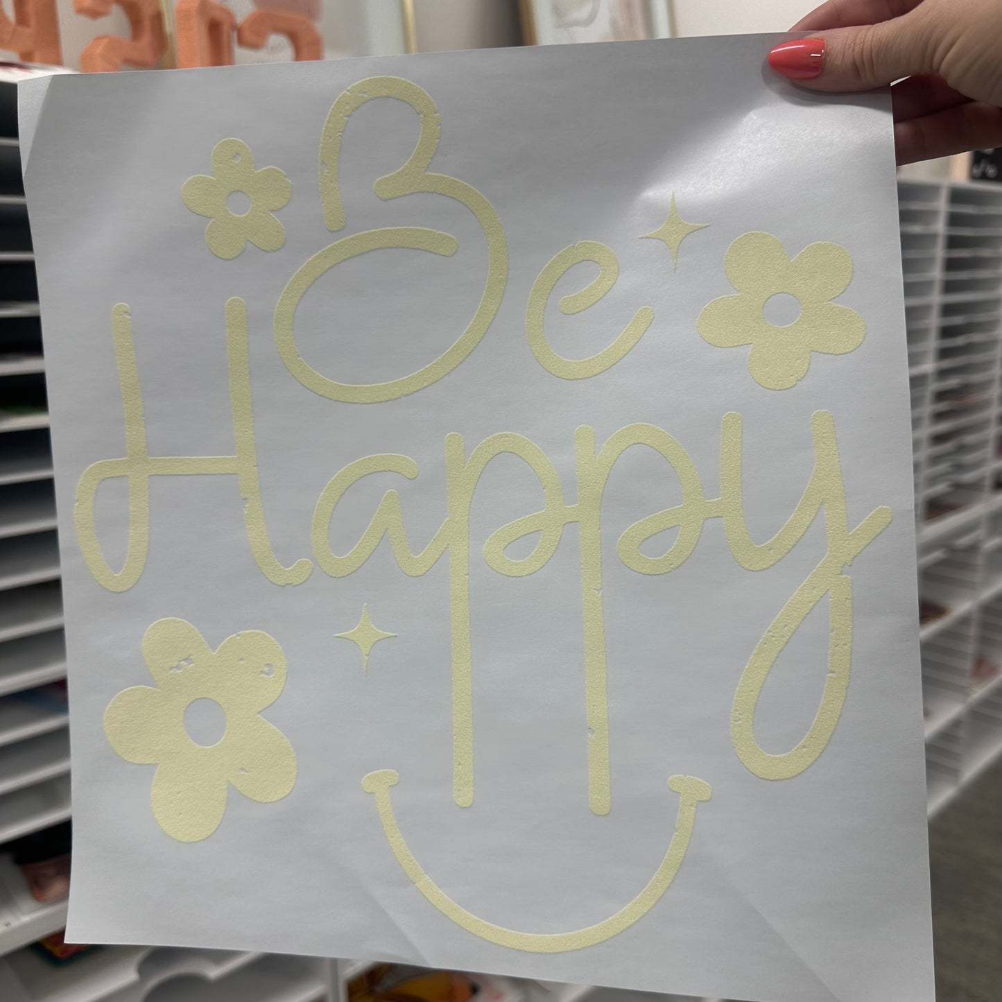 Be Happy screen print transfer•