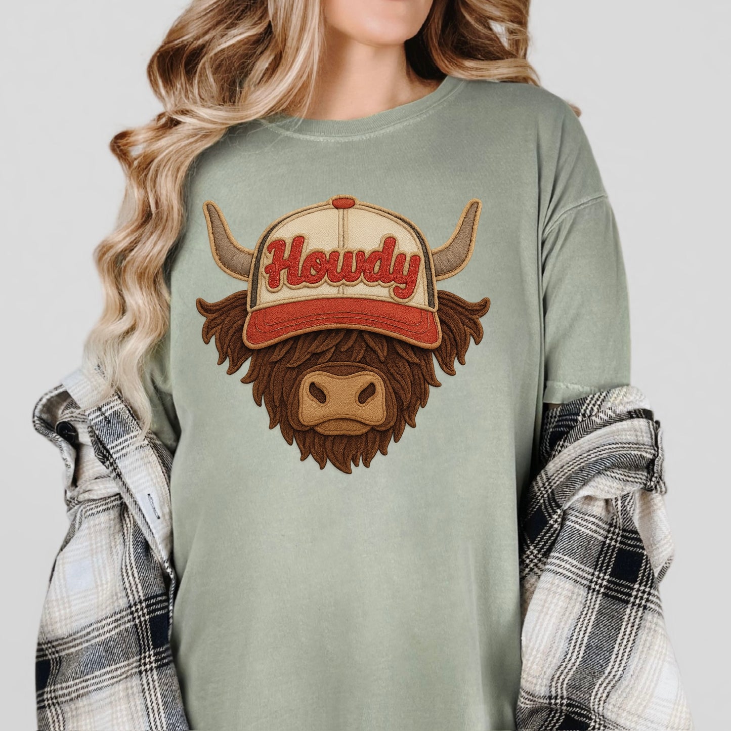 Howdy highland cow clear film screen print