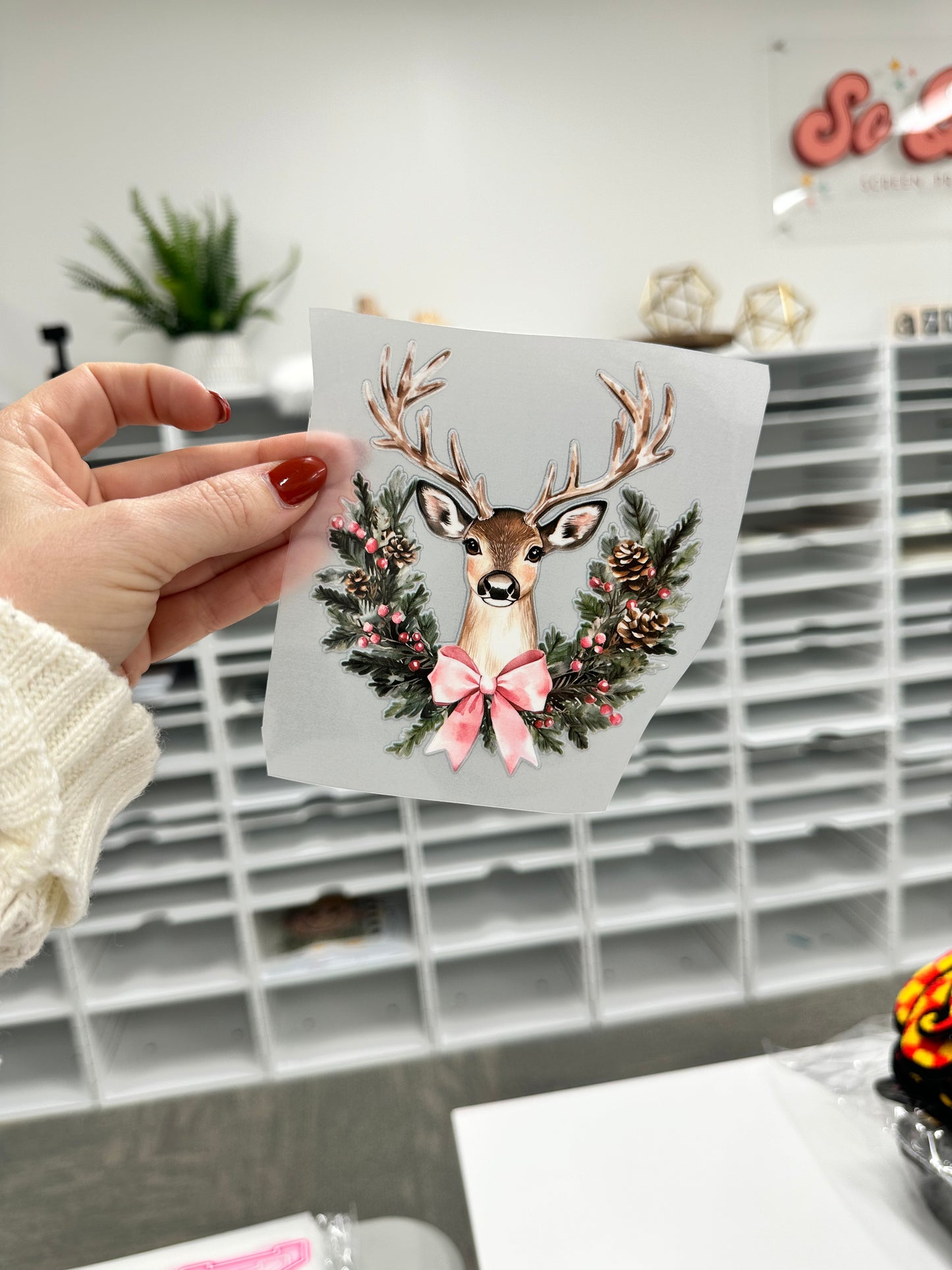 POCKET PRINT reindeer wreath