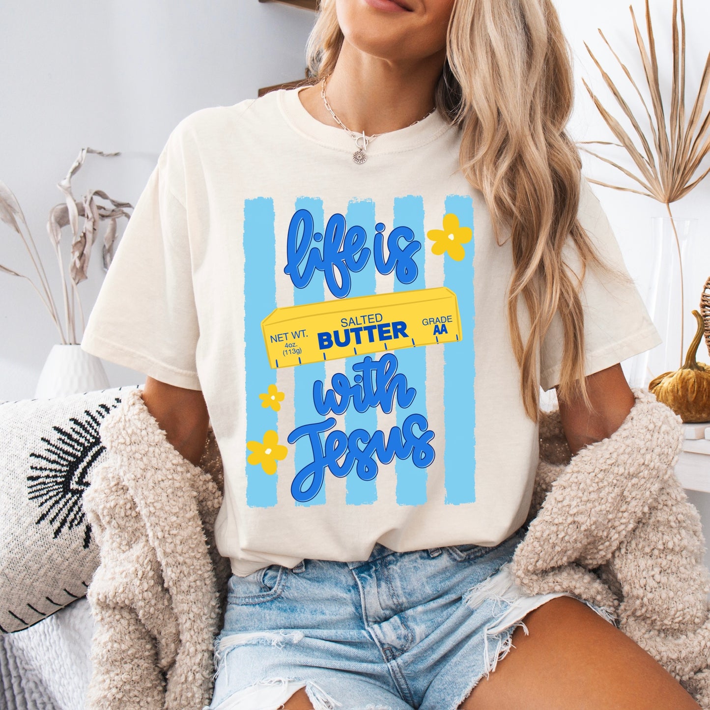 Life is butter with Jesus clear film screen print