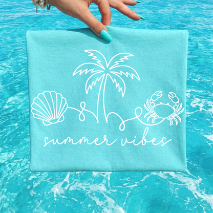 crab summer vibes line art screen print transfer•