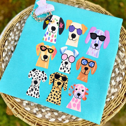 PRE-ORDER 5-7 biz day tat colorful dogs DTF