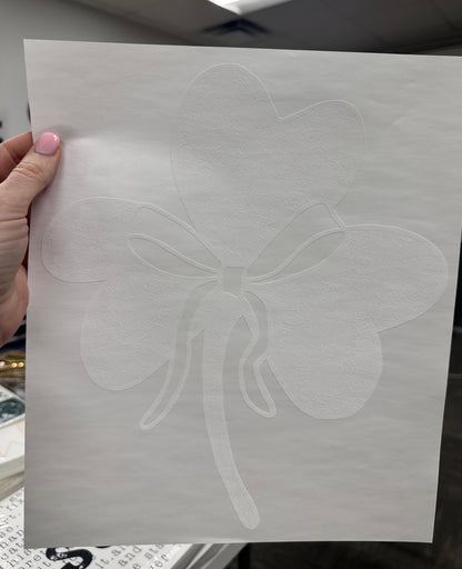 Lace shamrock bow screen print transfer