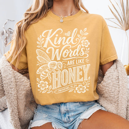 kind words are like honey screen print transfer•