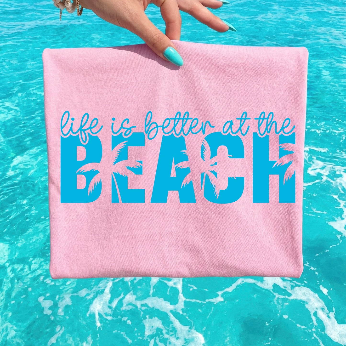 Life is better at the beach screen print transfer•