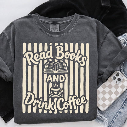 read books and drink coffee screen print transfer