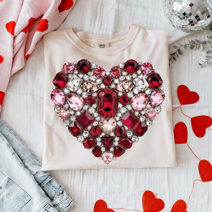 faux jewel heart clear film screen print