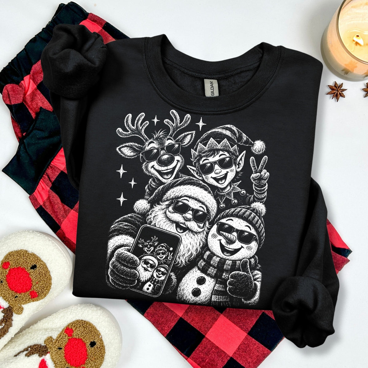 christmas selfie screen print transfer