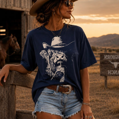 half tone western highland cow  screen print transfer•