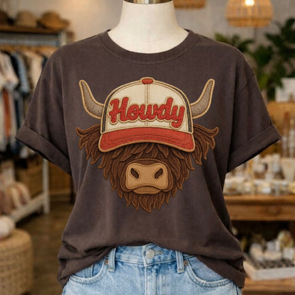 Howdy highland cow clear film screen print