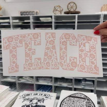 TEACH floral screen print transfer•