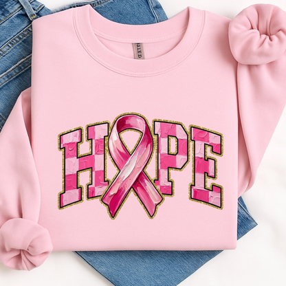 HOPE ribbon breast cancer clear film screen print