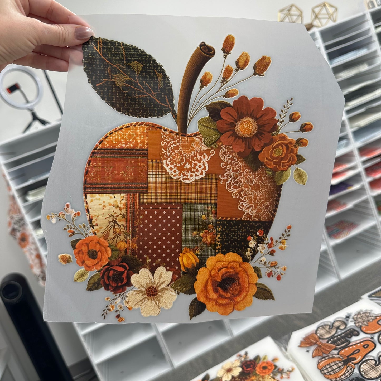 faux stitched fall Apple clear film transfer