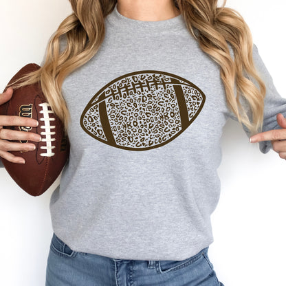 Leopard football brown ink screen print transfer•