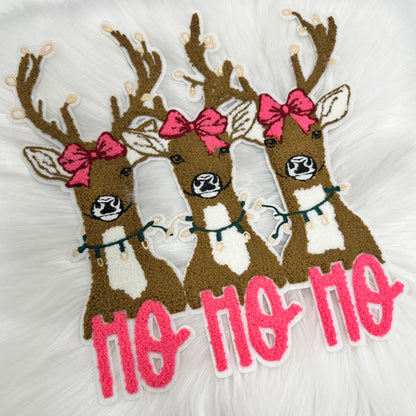 Chenille Patch - Ho Ho Ho reindeer