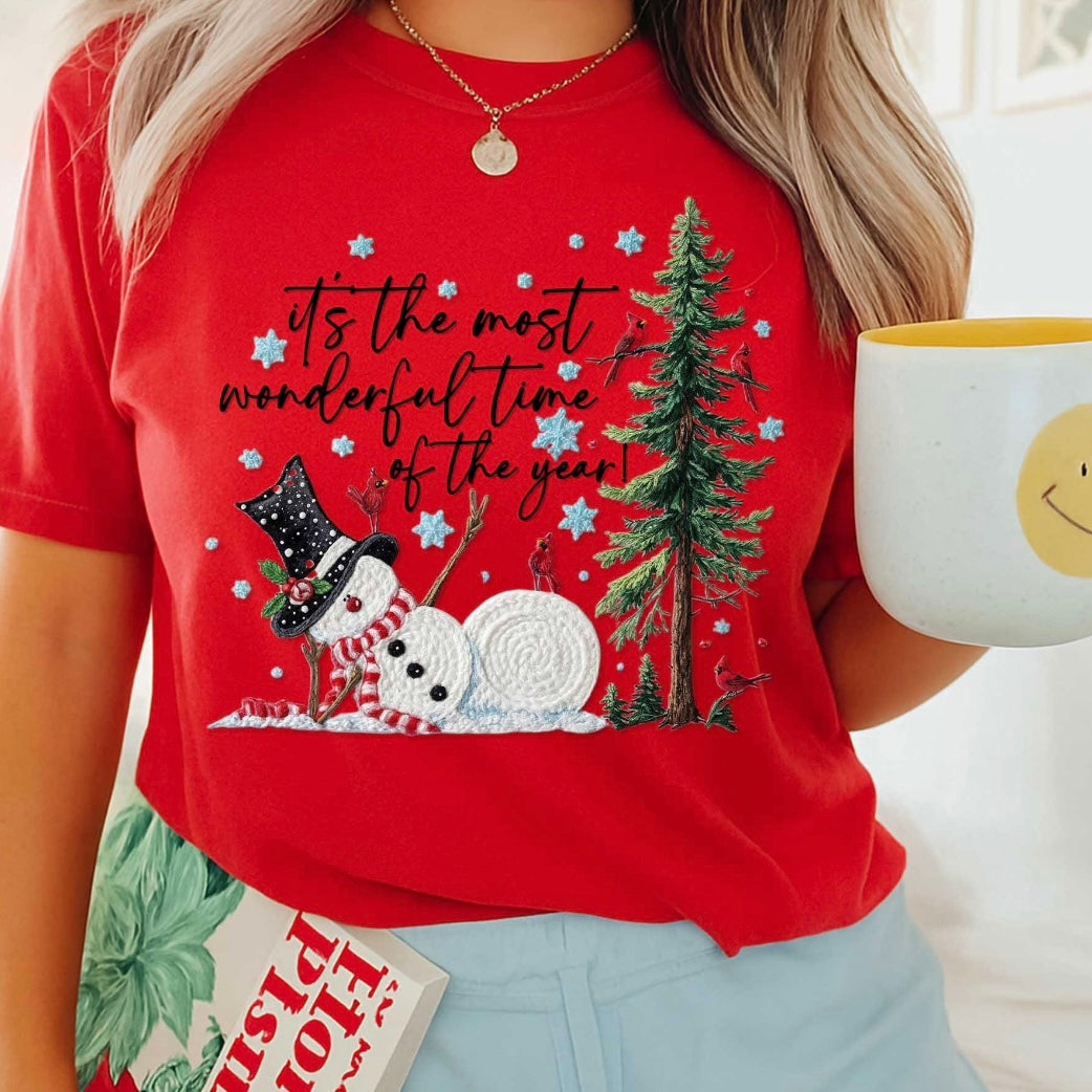 winter snowman faux yarn DTF 300°