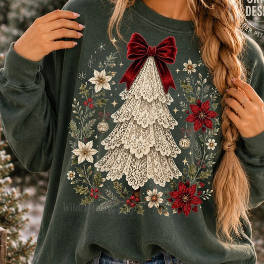 PRE-ORDER lace christmas tree DTF 5-7 biz day tat