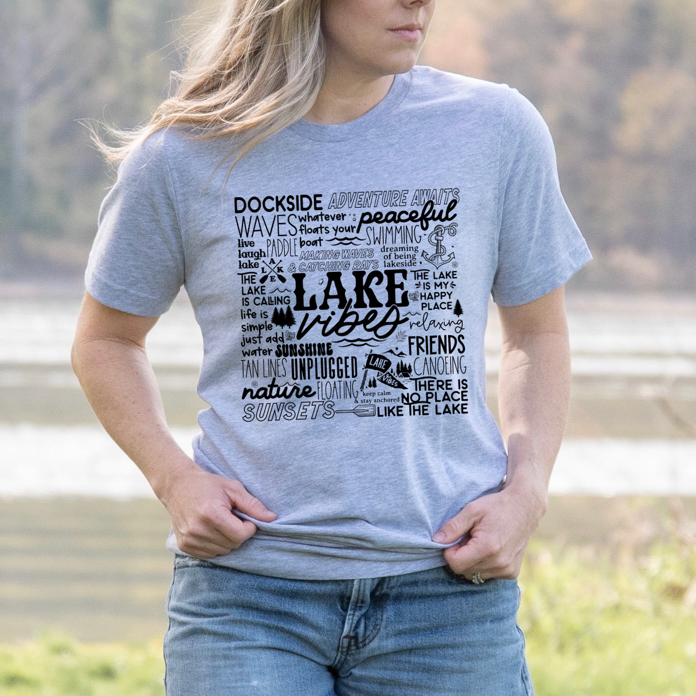 Lake vibes word art screen print transfer