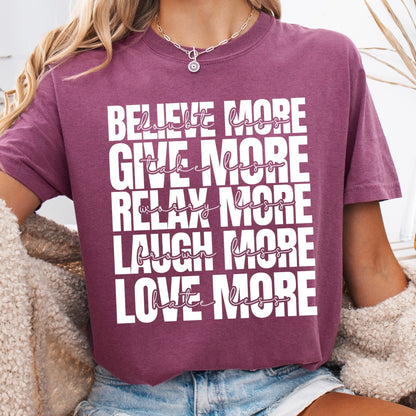 Believe more doubt less screen print transfer